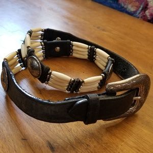 Western black and white belt with conchos